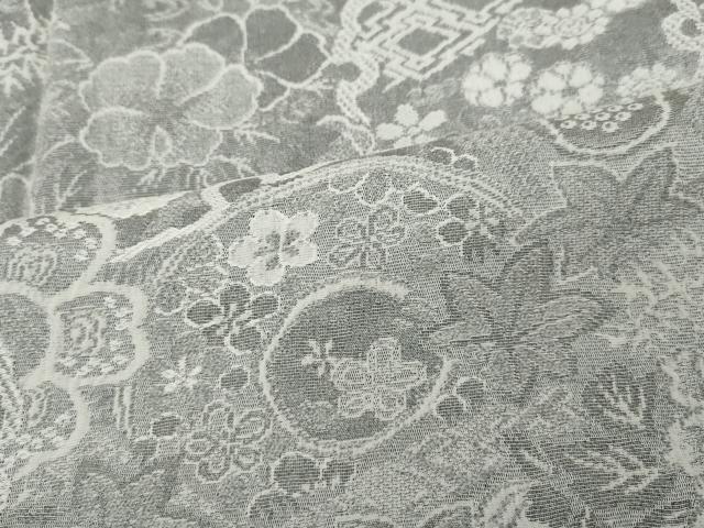 平和屋着物●山岡古都・古都染人　染織美術品　薬墨染　天目織　お召　雪輪飛鶴花文　正絹　逸品　未使用　CABD7521ut