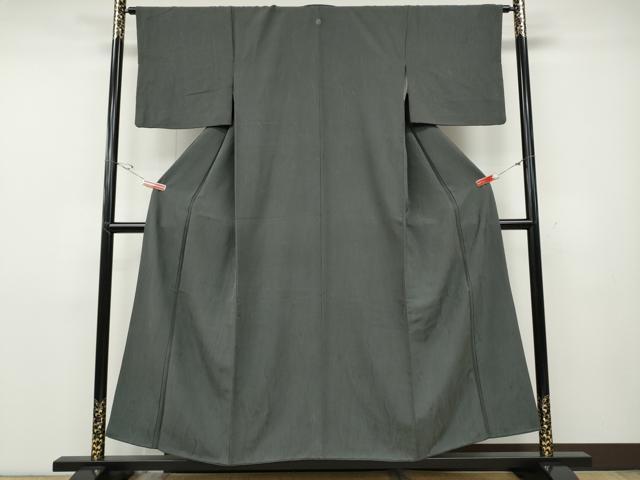 平和屋着物●上質な色無地　杢目地紋　墨色　正絹　逸品　CABD7526ut