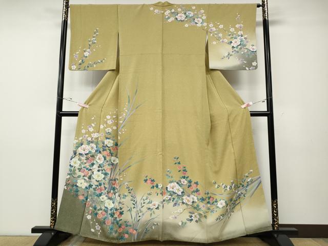 平和屋着物●訪問着　草花文　暈し染め　金銀彩　ますいわ屋扱い　正絹　逸品　CABD7528ut