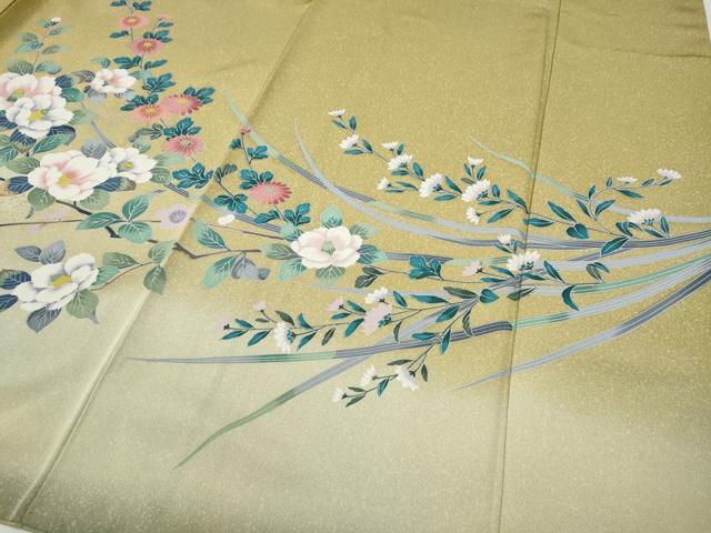 平和屋着物●訪問着　草花文　暈し染め　金銀彩　ますいわ屋扱い　正絹　逸品　CABD7528ut