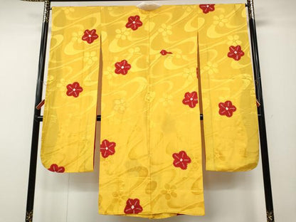 平和屋着物●振袖用長襦袢　無双仕立て　絞り　舞花文　正絹　逸品　CABD7532ut