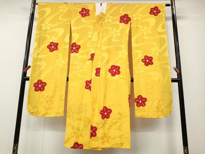 平和屋着物●振袖用長襦袢　無双仕立て　絞り　舞花文　正絹　逸品　CABD7532ut