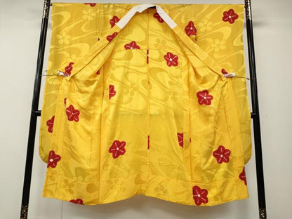 平和屋着物●振袖用長襦袢　無双仕立て　絞り　舞花文　正絹　逸品　CABD7532ut
