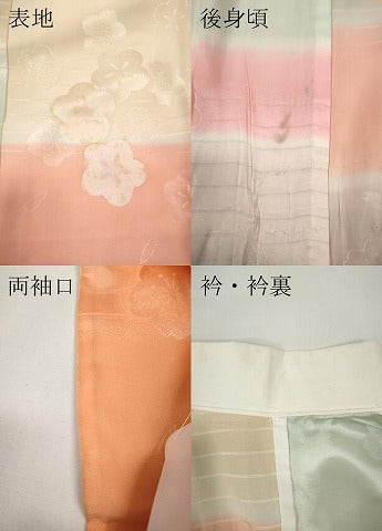平和屋着物●振袖用長襦袢　無双仕立て　横段舞花文　正絹　逸品　CABD7533ut 平和屋着物○振袖用長襦袢 無双仕立て 横段舞花文 正絹 逸品 CABD7533ut