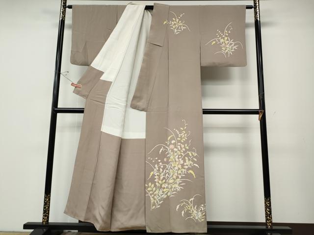 平和屋着物●訪問着　友禅　草花文　正絹　逸品　CABD7540ut