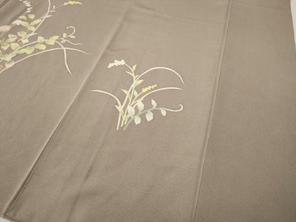 平和屋着物●訪問着　友禅　草花文　正絹　逸品　CABD7540ut