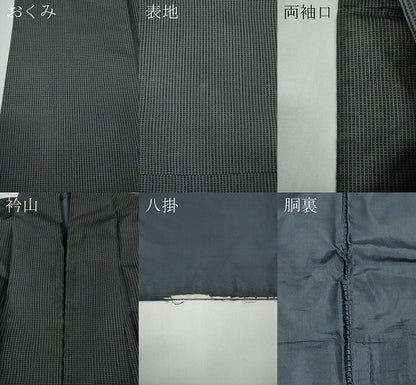 平和屋着物●男性　本場染大島紬　格子柄　キングサイズ　正絹　逸品　CABD7545ut