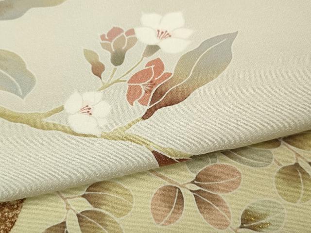 平和屋着物●訪問着　作家物　草花文　シルエット　金糸　正絹　逸品　CABD7546ut
