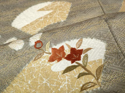 平和屋着物●訪問着　絞り　刺繍　エ霞地紙花文　金彩　正絹　逸品　CABD7550ut