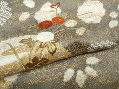 平和屋着物●訪問着　絞り　刺繍　エ霞地紙花文　金彩　正絹　逸品　CABD7550ut