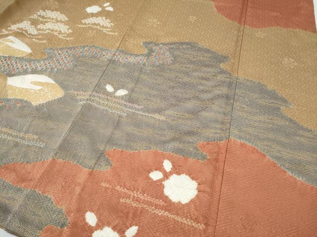平和屋着物●訪問着　絞り　刺繍　エ霞地紙花文　金彩　正絹　逸品　CABD7550ut