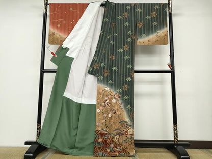 平和屋着物●訪問着　飛鳥草花丸文　金彩　正絹　逸品　CABD7552ut