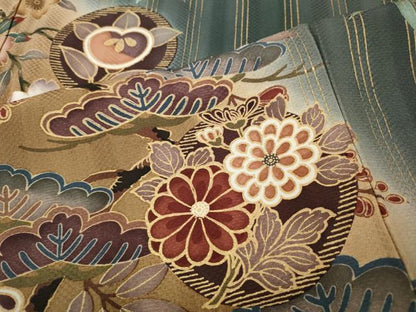 平和屋着物●訪問着　飛鳥草花丸文　金彩　正絹　逸品　CABD7552ut