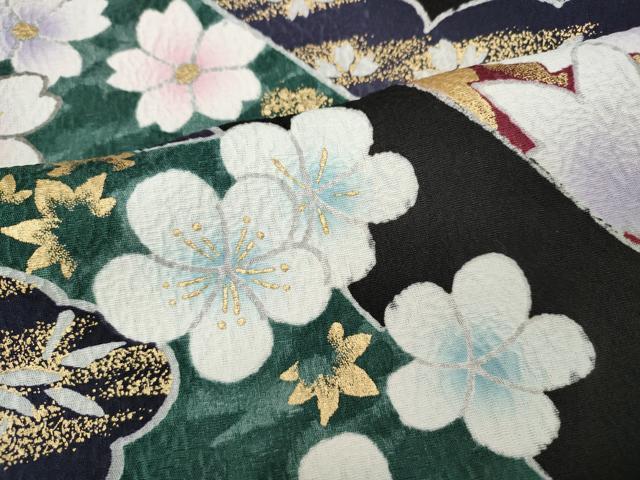 平和屋着物●豪華振袖　雲重ね熨斗舞花文　暈し染め　黒地　金彩　やまと誂製　正絹　逸品　CABD7554ut