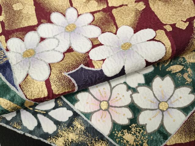 平和屋着物●豪華振袖　雲重ね熨斗舞花文　暈し染め　黒地　金彩　やまと誂製　正絹　逸品　CABD7554ut