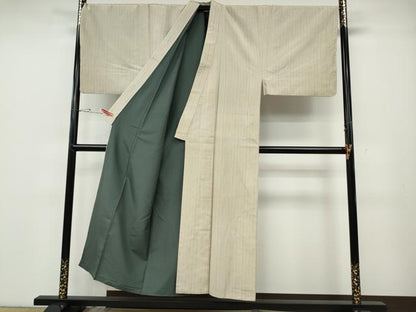 平和屋着物●男性　紬　縞　キングサイズ　正絹　逸品　CABD7559ut