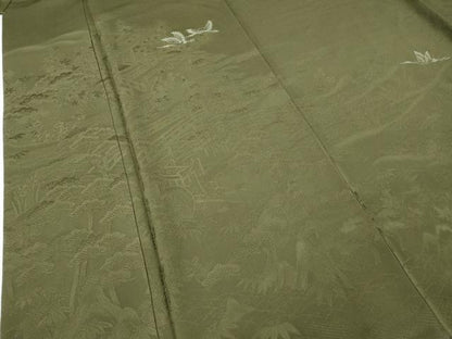 平和屋着物●本加賀友禅作家　押田正義監修　色留袖　飛鶴風景御所車花文　正絹　逸品　CABD7560ut
