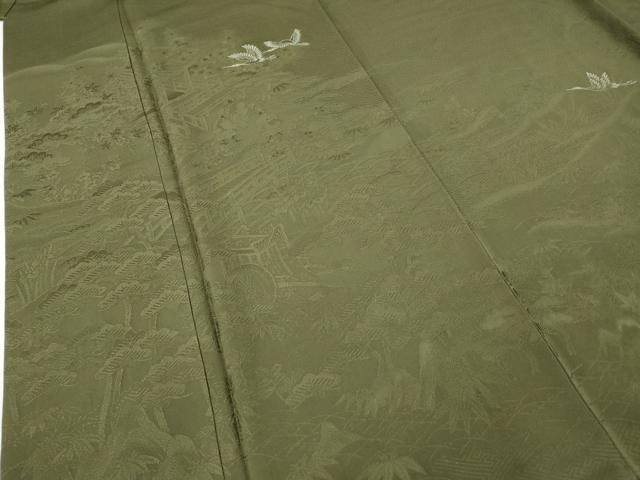 平和屋着物●本加賀友禅作家　押田正義監修　色留袖　飛鶴風景御所車花文　正絹　逸品　CABD7560ut