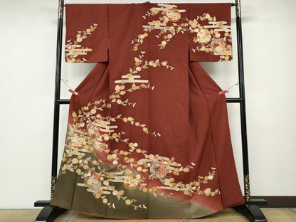 平和屋着物●訪問着　駒刺繍　雪輪宝尽くし花文　暈し染め　金彩　正絹　逸品　CABD7561ut