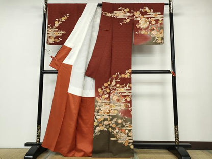 平和屋着物●訪問着　駒刺繍　雪輪宝尽くし花文　暈し染め　金彩　正絹　逸品　CABD7561ut