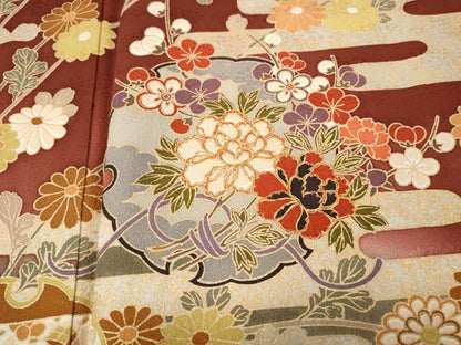 平和屋着物●訪問着　駒刺繍　雪輪宝尽くし花文　暈し染め　金彩　正絹　逸品　CABD7561ut