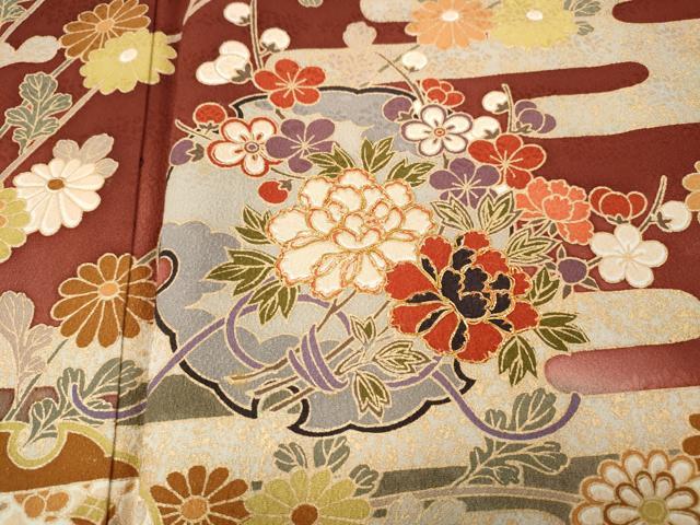 平和屋着物●訪問着　駒刺繍　雪輪宝尽くし花文　暈し染め　金彩　正絹　逸品　CABD7561ut