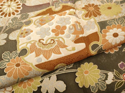 平和屋着物●訪問着　駒刺繍　雪輪宝尽くし花文　暈し染め　金彩　正絹　逸品　CABD7561ut
