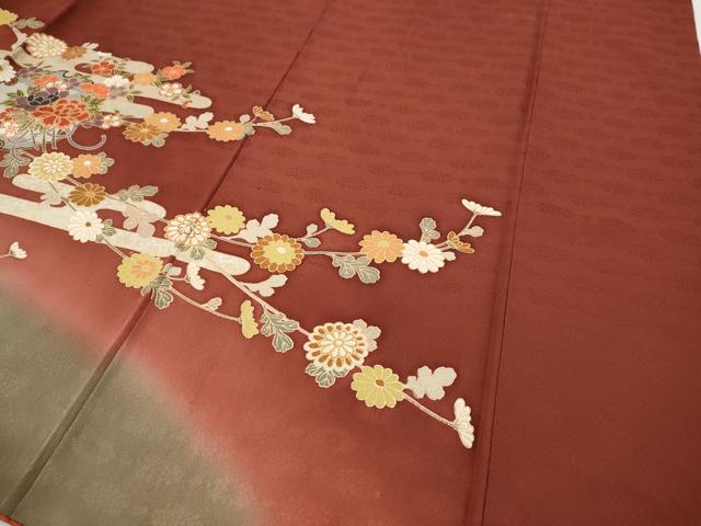 平和屋着物●訪問着　駒刺繍　雪輪宝尽くし花文　暈し染め　金彩　正絹　逸品　CABD7561ut