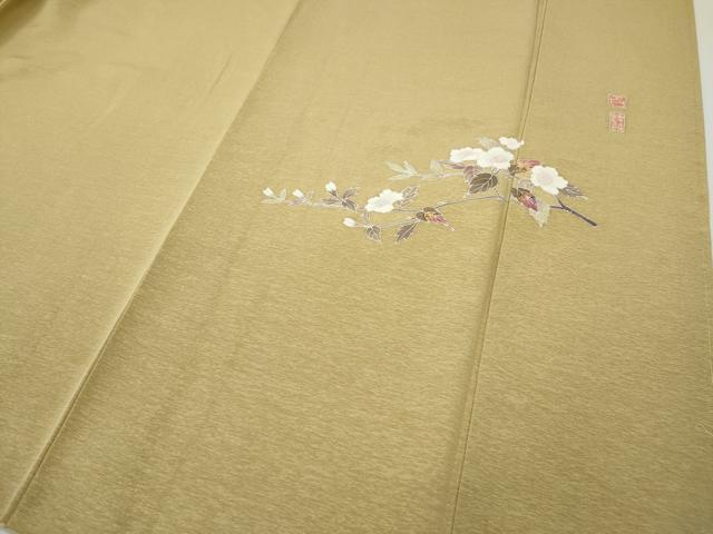 平和屋着物●京加賀友禅　百貫達雄　色無地　浅黄色　正絹　逸品　CABD7562ut