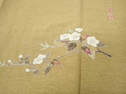 平和屋着物●京加賀友禅　百貫達雄　色無地　浅黄色　正絹　逸品　CABD7562ut