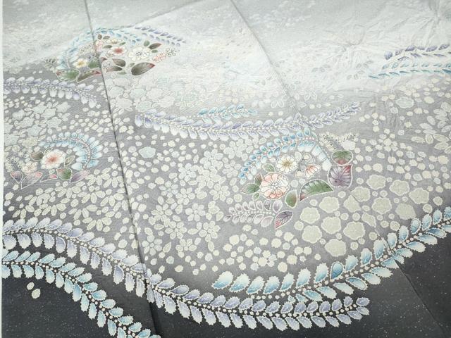 平和屋着物●訪問着　辻が花　絞り　暈し染め　銀通し地　正絹　逸品　CABD7563ut