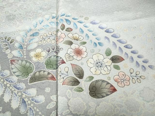 平和屋着物●訪問着　辻が花　絞り　暈し染め　銀通し地　正絹　逸品　CABD7563ut