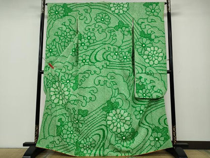 平和屋着物●豪華振袖　総絞り　立波舞花文　正絹　逸品　CABD7565ut