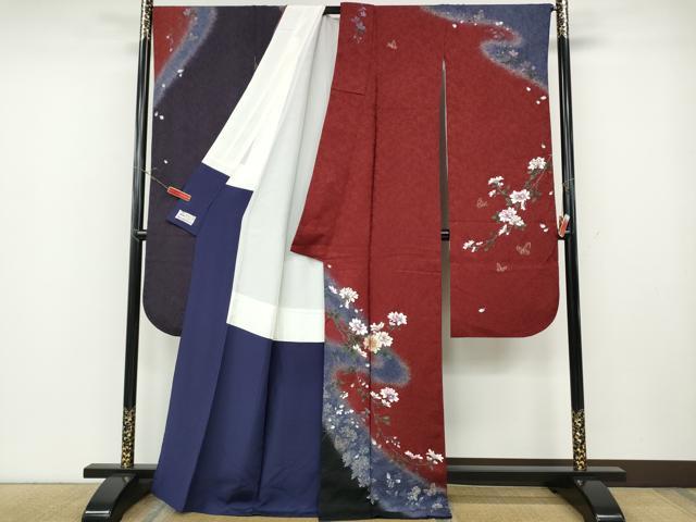 平和屋着物●豪華振袖　手描き　花蝶文　暈し染め　金彩　やまと誂製　正絹　逸品　CABD7569ut