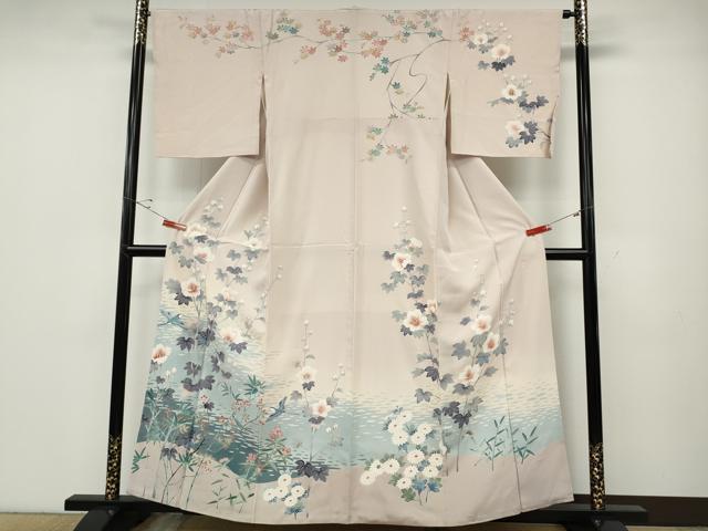 平和屋着物●訪問着　友禅　作家物　花鳥文　正絹　逸品　CABD7570ut