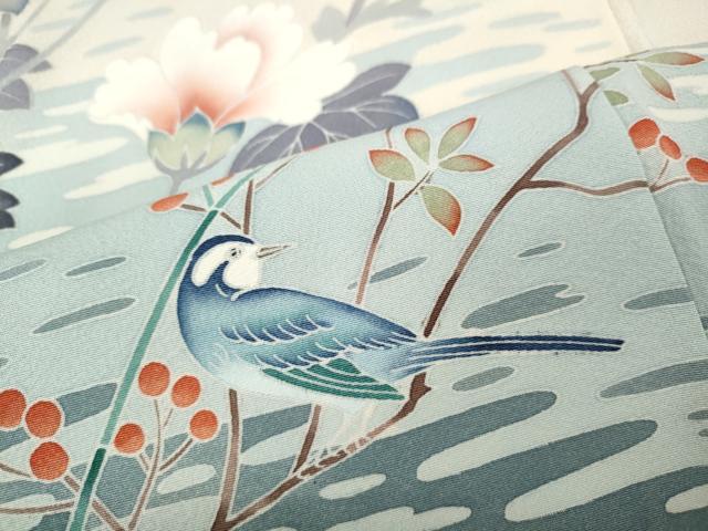 平和屋着物●訪問着　友禅　作家物　花鳥文　正絹　逸品　CABD7570ut
