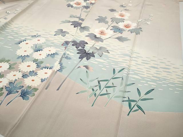 平和屋着物●訪問着　友禅　作家物　花鳥文　正絹　逸品　CABD7570ut