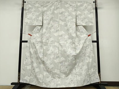 平和屋着物●上質な紬　色紙重ね花文　正絹　逸品　CABD7572ut