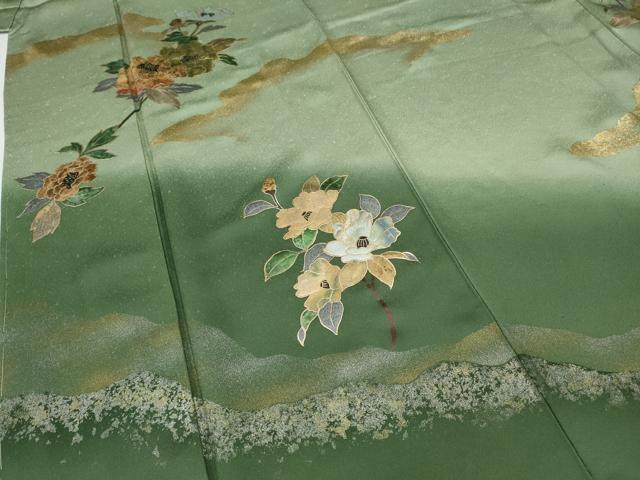 平和屋着物●訪問着　枝花文　暈し染め　金銀彩　正絹　逸品　CABD7573ut