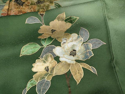 平和屋着物●訪問着　枝花文　暈し染め　金銀彩　正絹　逸品　CABD7573ut