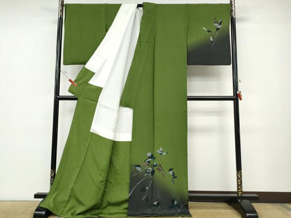 平和屋着物●染色作家　草野一騎　訪問着　手描き　南天文　暈し染め　ロング丈　正絹　逸品　CABD7574ut