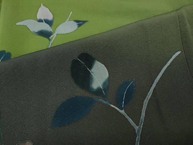 平和屋着物●染色作家　草野一騎　訪問着　手描き　南天文　暈し染め　ロング丈　正絹　逸品　CABD7574ut