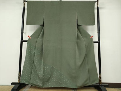 平和屋着物●訪問着　よろけ縞舞花文　鬼しぼ縮緬　正絹　逸品　未使用　CABD7576ut