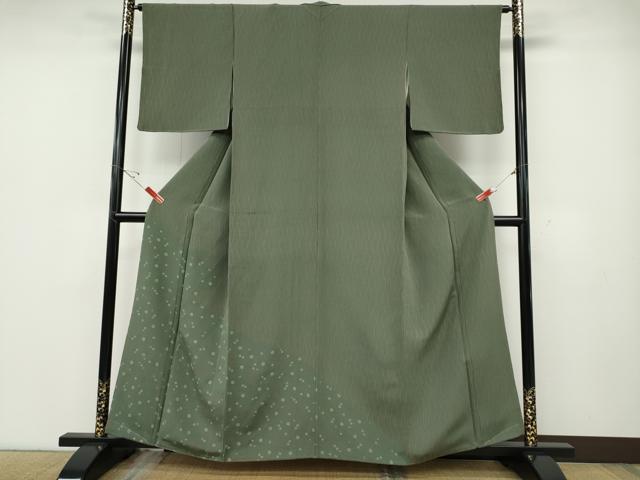 平和屋着物●訪問着　よろけ縞舞花文　鬼しぼ縮緬　正絹　逸品　未使用　CABD7576ut