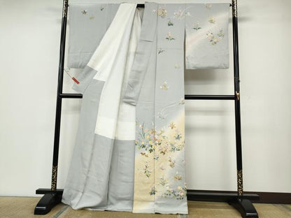 平和屋着物●訪問着　駒刺繍　草花尽くし　暈し染め　正絹　逸品　CABD7578ut