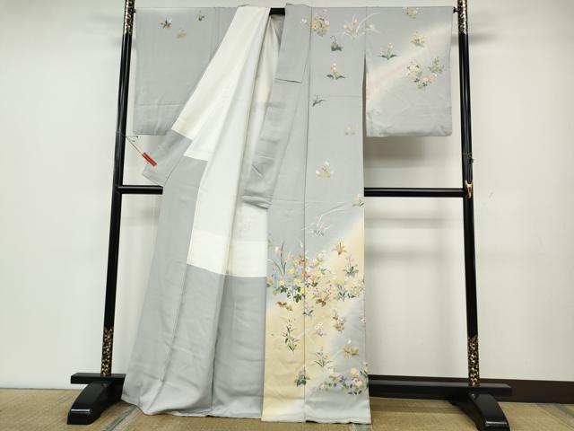 平和屋着物●訪問着　駒刺繍　草花尽くし　暈し染め　正絹　逸品　CABD7578ut