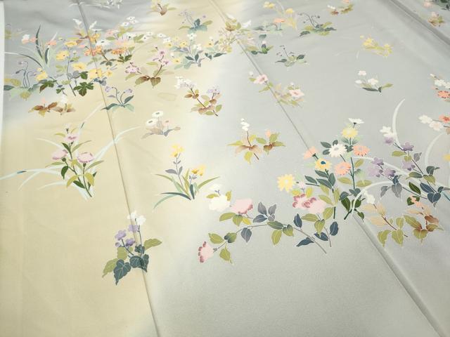 平和屋着物●訪問着　駒刺繍　草花尽くし　暈し染め　正絹　逸品　CABD7578ut