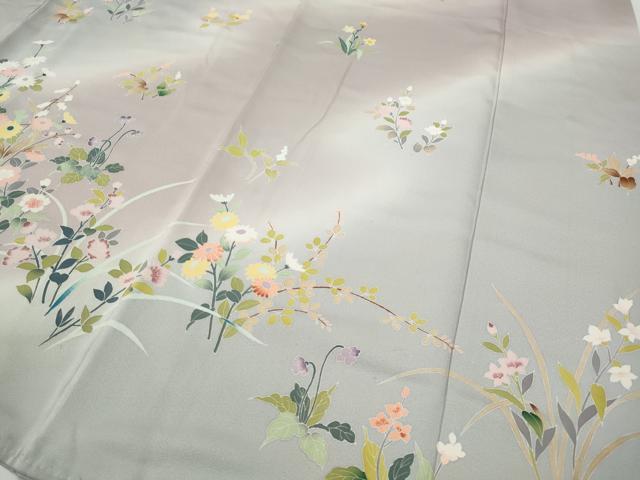 平和屋着物●訪問着　駒刺繍　草花尽くし　暈し染め　正絹　逸品　CABD7578ut