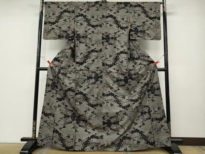 平和屋着物●本場大島紬　雲取り屏風花文　割込み絣　正絹　逸品　CABD7582ut