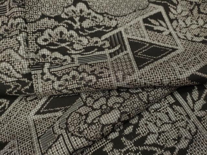 平和屋着物●本場大島紬　雲取り屏風花文　割込み絣　正絹　逸品　CABD7582ut